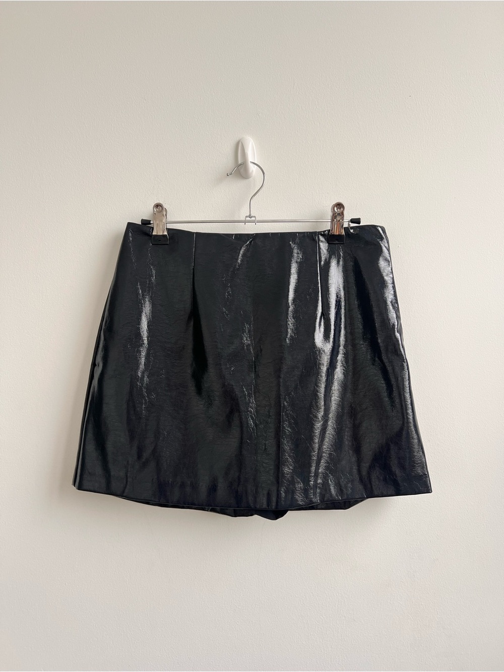 Black Faux Leather Mini Skirt - Sleek A-Line